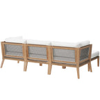 EEI-6121 Clearwater 4-Piece Outdoor Patio Teak Wood Sectional Sofa by Modway
