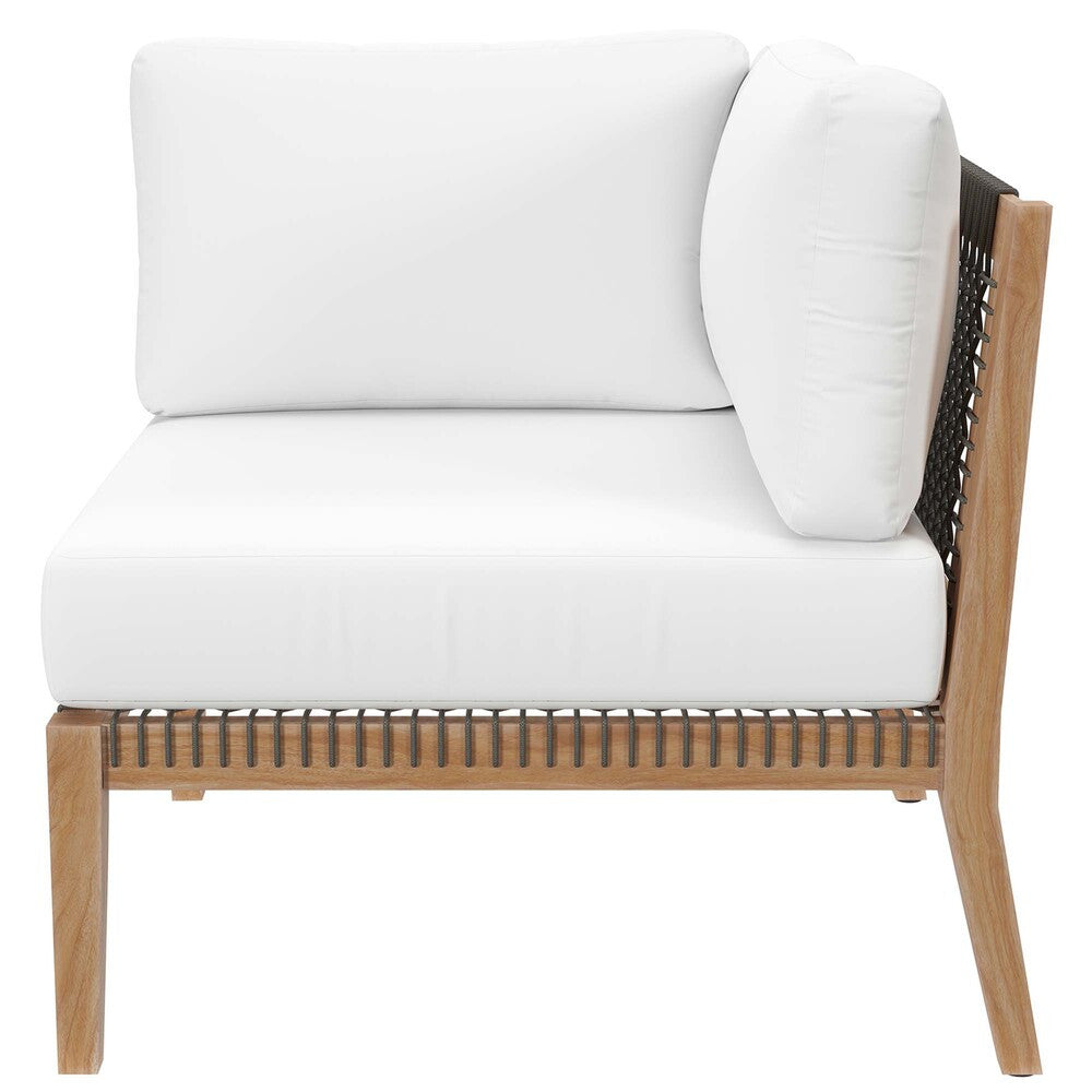 EEI-6121 Clearwater 4-Piece Outdoor Patio Teak Wood Sectional Sofa by Modway
