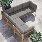 EEI-6123 Clearwater 5-Piece Outdoor Patio Teak Wood Sectional Sofa by Modway