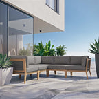 EEI-6123 Clearwater 5-Piece Outdoor Patio Teak Wood Sectional Sofa by Modway