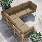 EEI-6123 Clearwater 5-Piece Outdoor Patio Teak Wood Sectional Sofa by Modway