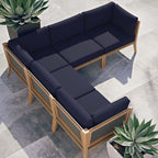EEI-6123 Clearwater 5-Piece Outdoor Patio Teak Wood Sectional Sofa by Modway