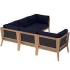 EEI-6123 Clearwater 5-Piece Outdoor Patio Teak Wood Sectional Sofa by Modway