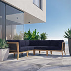 EEI-6123 Clearwater 5-Piece Outdoor Patio Teak Wood Sectional Sofa by Modway