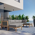 EEI-6122 Clearwater 6-Piece Outdoor Patio Teak Wood Sectional Sofa by Modway