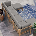 EEI-6122 Clearwater 6-Piece Outdoor Patio Teak Wood Sectional Sofa by Modway