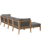 EEI-6122 Clearwater 6-Piece Outdoor Patio Teak Wood Sectional Sofa by Modway