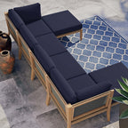 EEI-6122 Clearwater 6-Piece Outdoor Patio Teak Wood Sectional Sofa by Modway