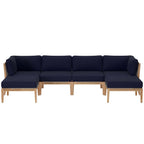 EEI-6122 Clearwater 6-Piece Outdoor Patio Teak Wood Sectional Sofa by Modway