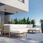 EEI-6122 Clearwater 6-Piece Outdoor Patio Teak Wood Sectional Sofa by Modway