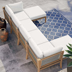 EEI-6122 Clearwater 6-Piece Outdoor Patio Teak Wood Sectional Sofa by Modway