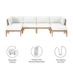 EEI-6122 Clearwater 6-Piece Outdoor Patio Teak Wood Sectional Sofa by Modway