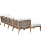 EEI-6122 Clearwater 6-Piece Outdoor Patio Teak Wood Sectional Sofa by Modway