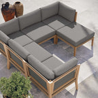 EEI-6124 Clearwater 6-Piece Outdoor Patio Teak Wood Sectional Sofa by Modway