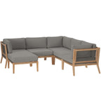 EEI-6124 Clearwater 6-Piece Outdoor Patio Teak Wood Sectional Sofa by Modway