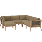 EEI-6124 Clearwater 6-Piece Outdoor Patio Teak Wood Sectional Sofa by Modway