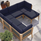 EEI-6124 Clearwater 6-Piece Outdoor Patio Teak Wood Sectional Sofa by Modway
