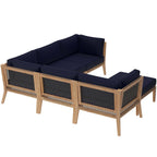 EEI-6124 Clearwater 6-Piece Outdoor Patio Teak Wood Sectional Sofa by Modway