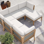 EEI-6124 Clearwater 6-Piece Outdoor Patio Teak Wood Sectional Sofa by Modway