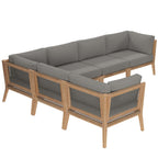 EEI-6125 Clearwater 6-Piece Outdoor Patio Teak Wood Sectional Sofa by Modway