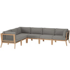 EEI-6125 Clearwater 6-Piece Outdoor Patio Teak Wood Sectional Sofa by Modway