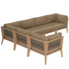 EEI-6125 Clearwater 6-Piece Outdoor Patio Teak Wood Sectional Sofa by Modway