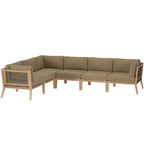EEI-6125 Clearwater 6-Piece Outdoor Patio Teak Wood Sectional Sofa by Modway