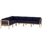 EEI-6125 Clearwater 6-Piece Outdoor Patio Teak Wood Sectional Sofa by Modway