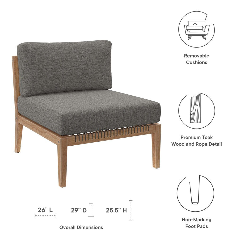 EEI-5856 Clearwater Outdoor Patio Teak Wood Armless Chair by Modway