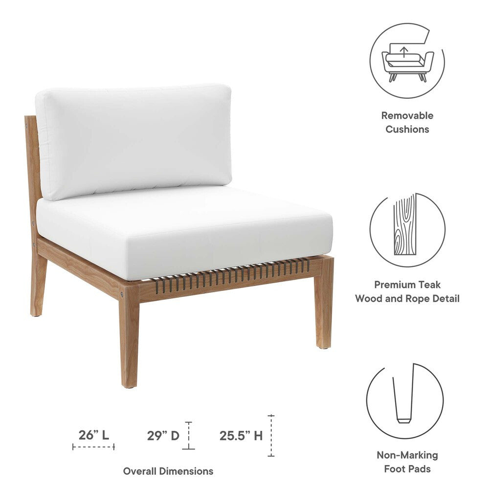 EEI-5856 Clearwater Outdoor Patio Teak Wood Armless Chair by Modway