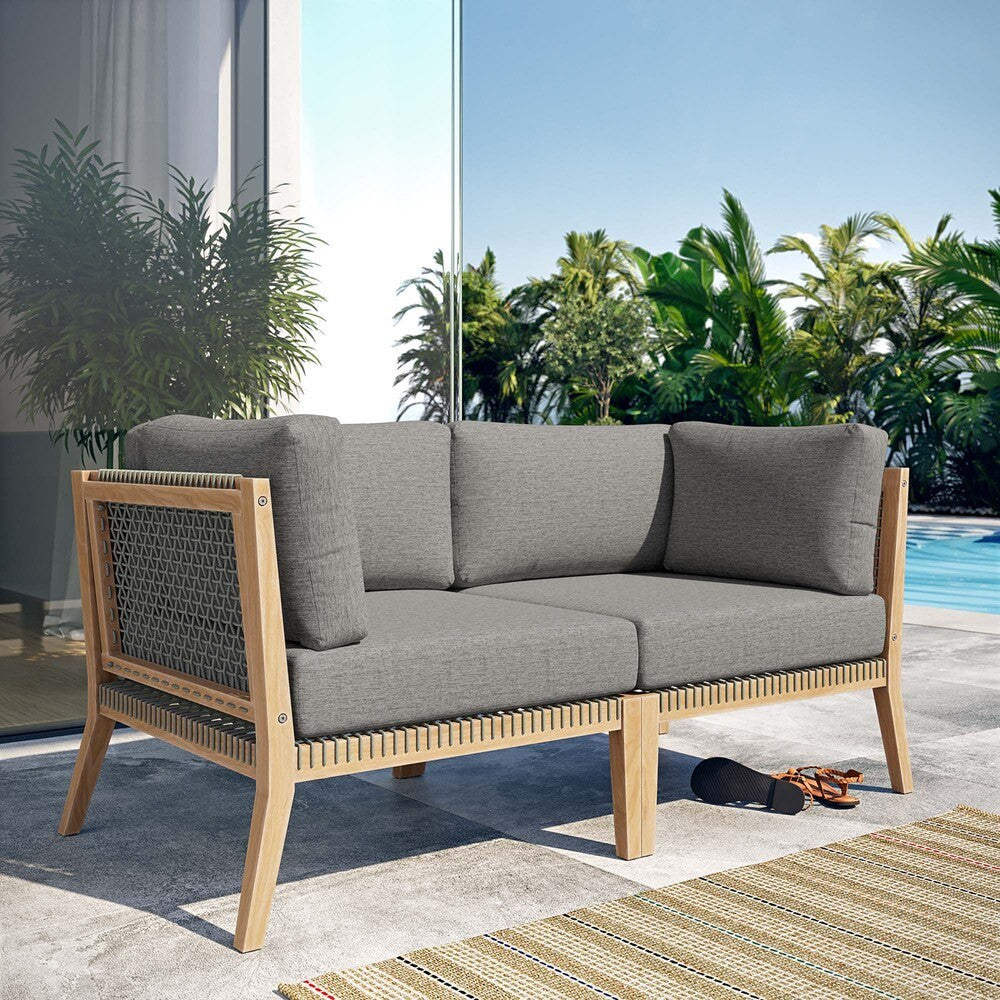 EEI-6119 Clearwater Outdoor Patio Teak Wood Loveseat by Modway