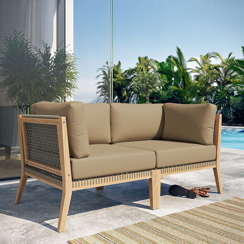 EEI-6119 Clearwater Outdoor Patio Teak Wood Loveseat by Modway