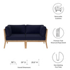 EEI-6119 Clearwater Outdoor Patio Teak Wood Loveseat by Modway