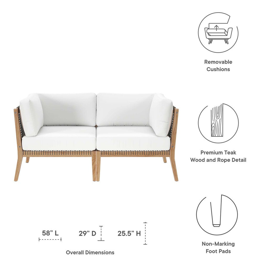 EEI-6119 Clearwater Outdoor Patio Teak Wood Loveseat by Modway