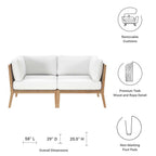 EEI-6119 Clearwater Outdoor Patio Teak Wood Loveseat by Modway