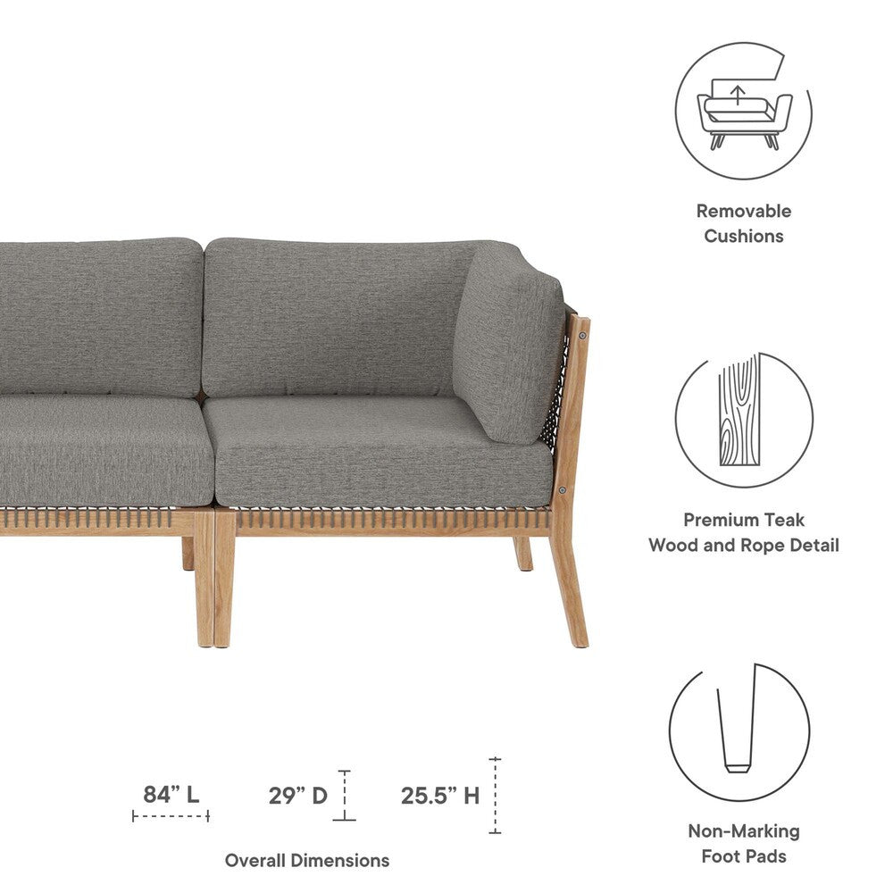 EEI-6120 Clearwater Outdoor Patio Teak Wood Sofa by Modway
