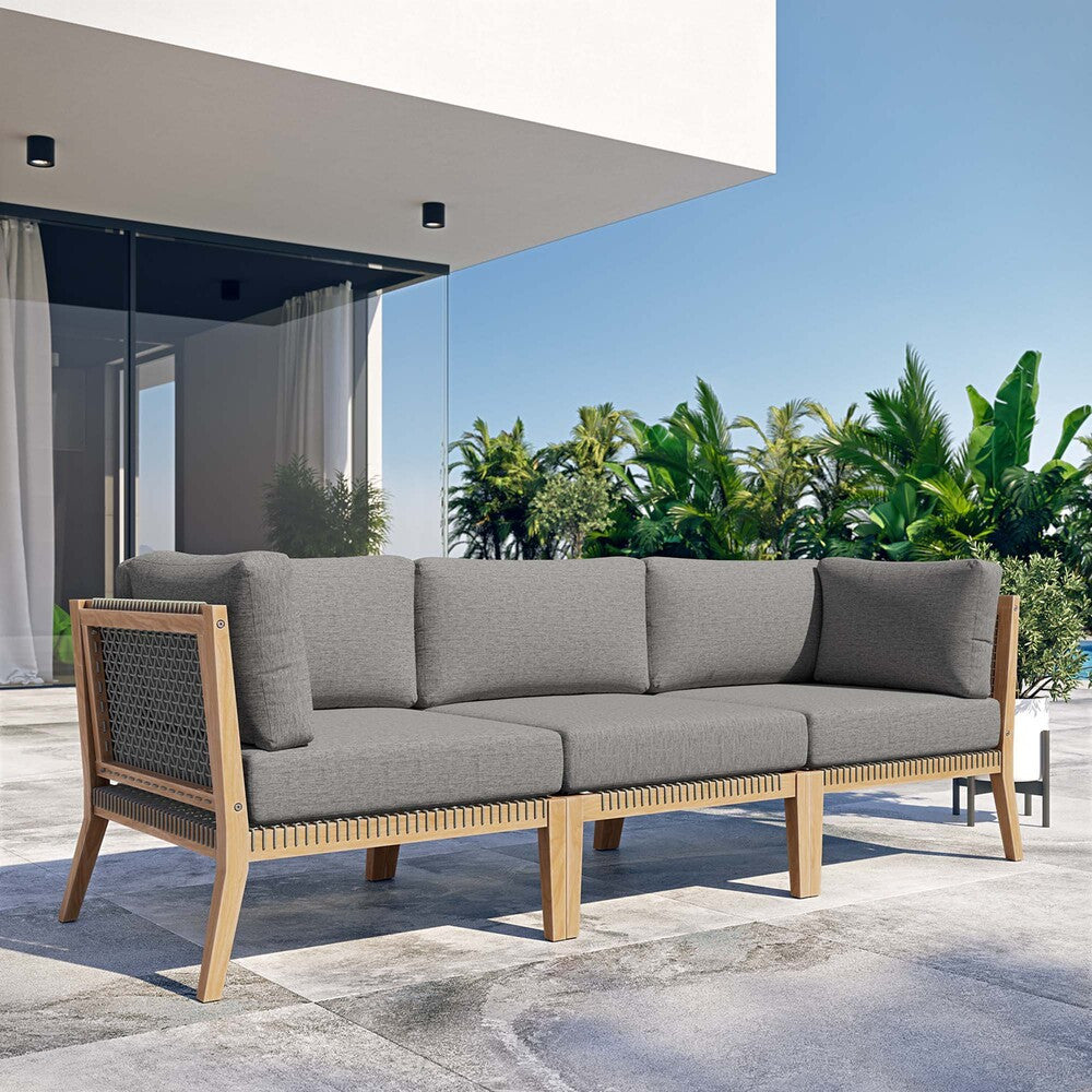 EEI-6120 Clearwater Outdoor Patio Teak Wood Sofa by Modway