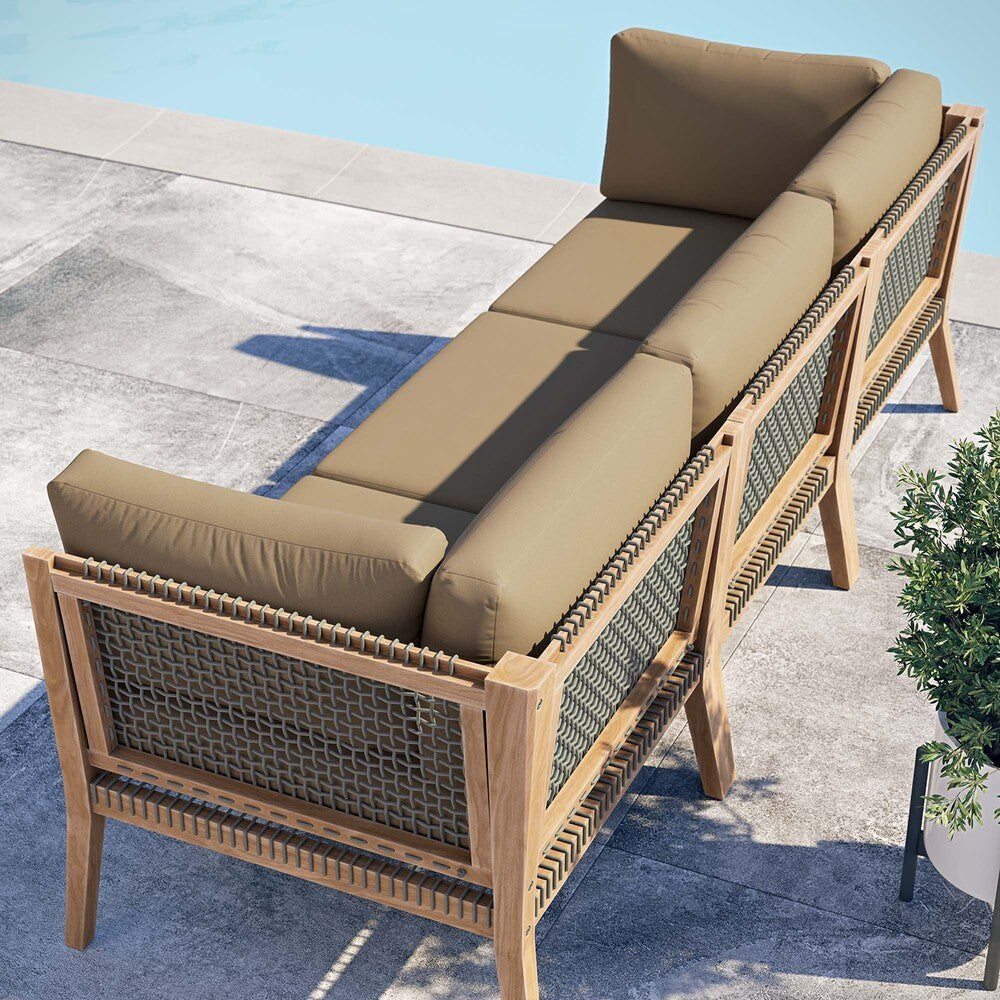 EEI-6120 Clearwater Outdoor Patio Teak Wood Sofa by Modway