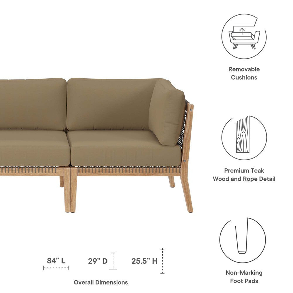 EEI-6120 Clearwater Outdoor Patio Teak Wood Sofa by Modway