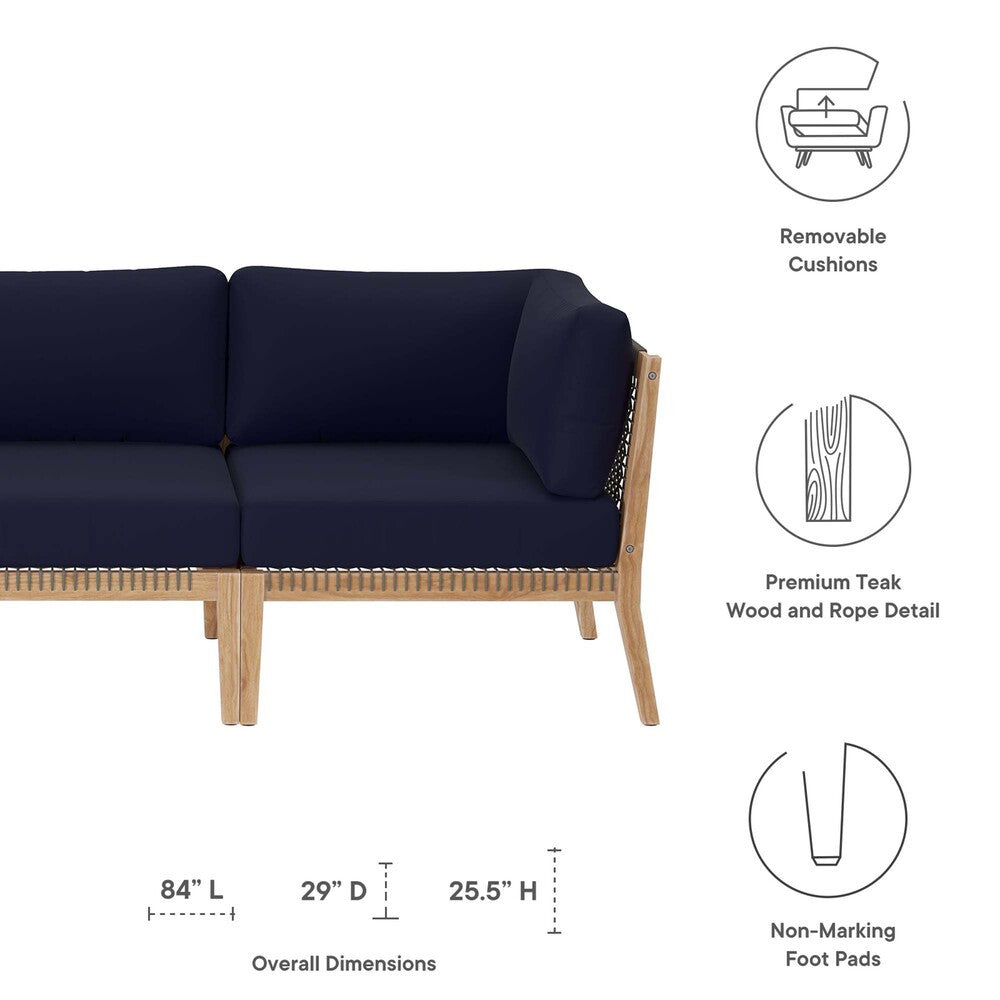 EEI-6120 Clearwater Outdoor Patio Teak Wood Sofa by Modway