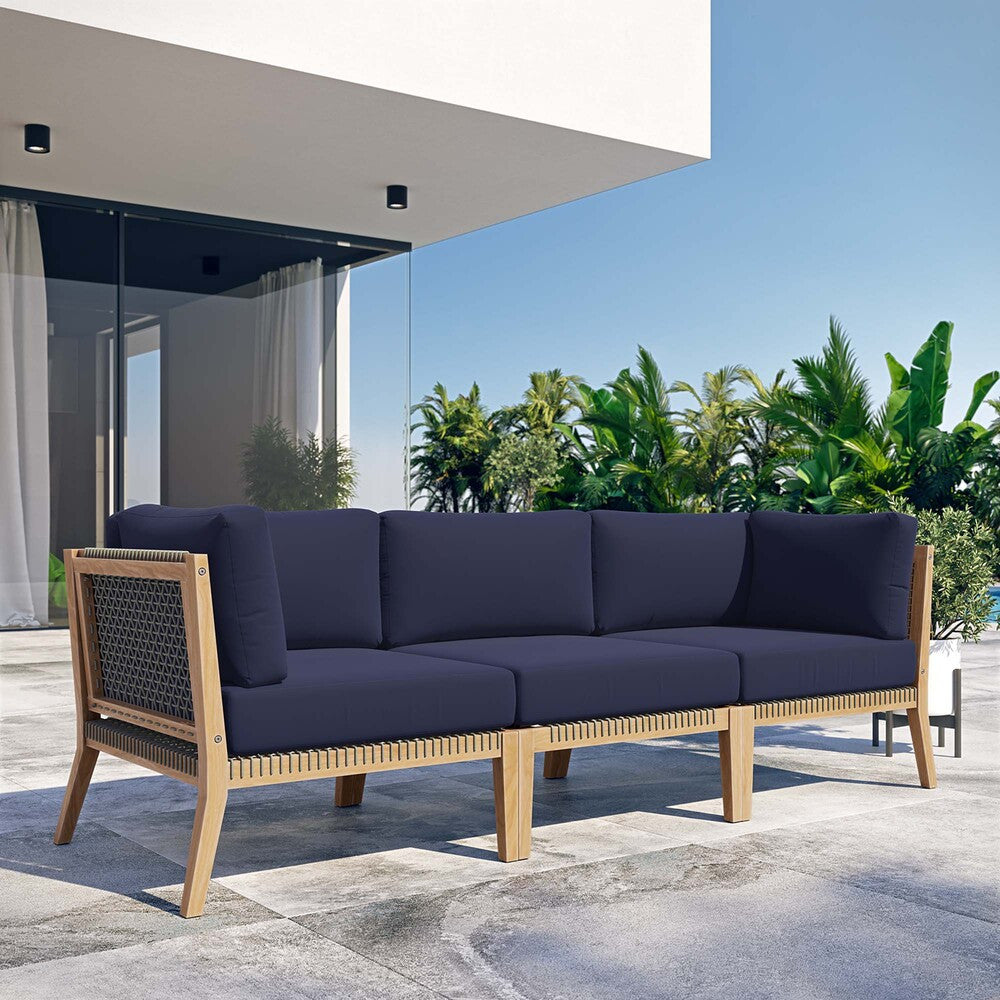 EEI-6120 Clearwater Outdoor Patio Teak Wood Sofa by Modway