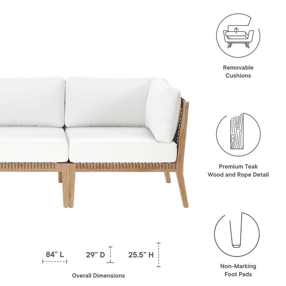 EEI-6120 Clearwater Outdoor Patio Teak Wood Sofa by Modway