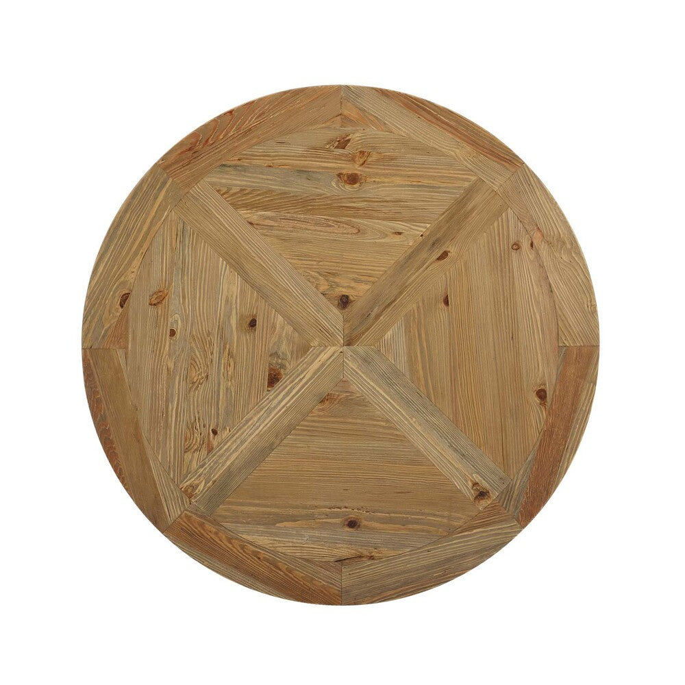 EEI-3491-BRN Column 47" Round Pine Wood Dining Table by Modway