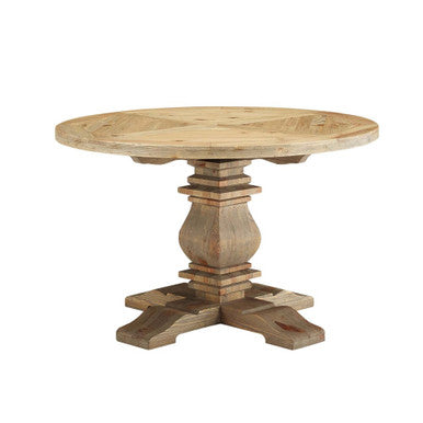Modway EEI-3491-BRN Column 47" Round Pine Wood Dining Table Brown