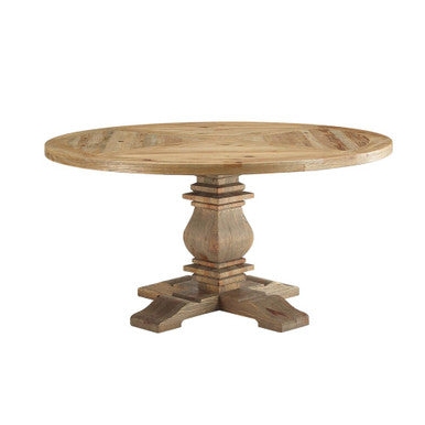 Modway EEI-3493-BRN Column 59" Round Pine Wood Dining Table Brown