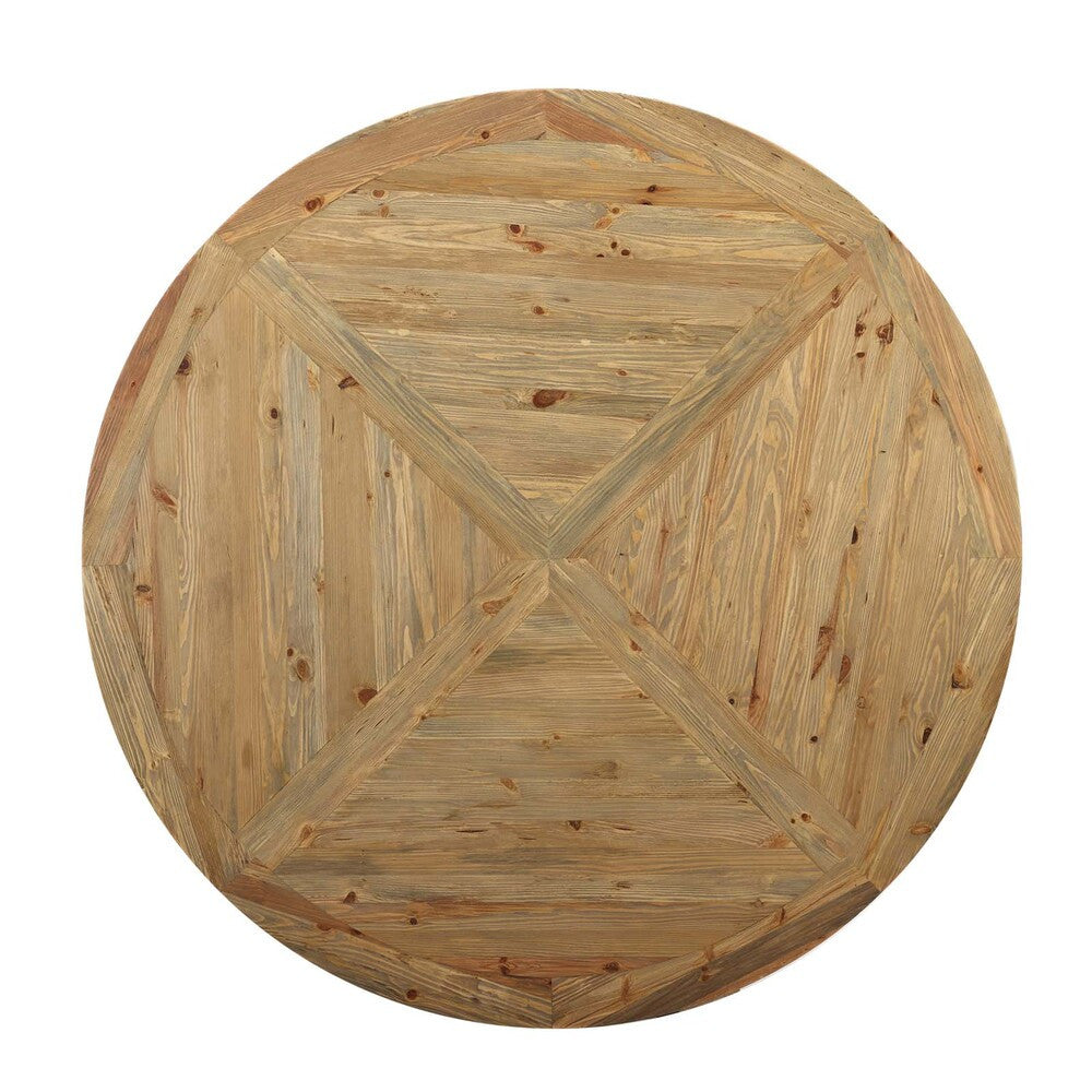 EEI-3495-BRN Column 71" Round Pine Wood Dining Table by Modway