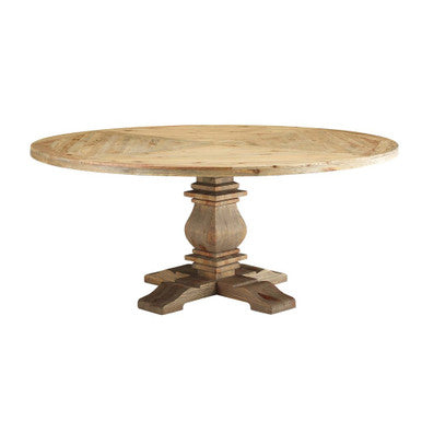 Modway EEI-3495-BRN Column 71" Round Pine Wood Dining Table Brown