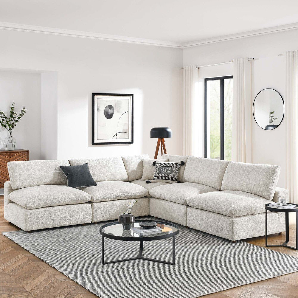 EEI-6367 Commix 5-Piece Down Filled Overstuffed Boucle Fabric Sectional Sofa by Modway