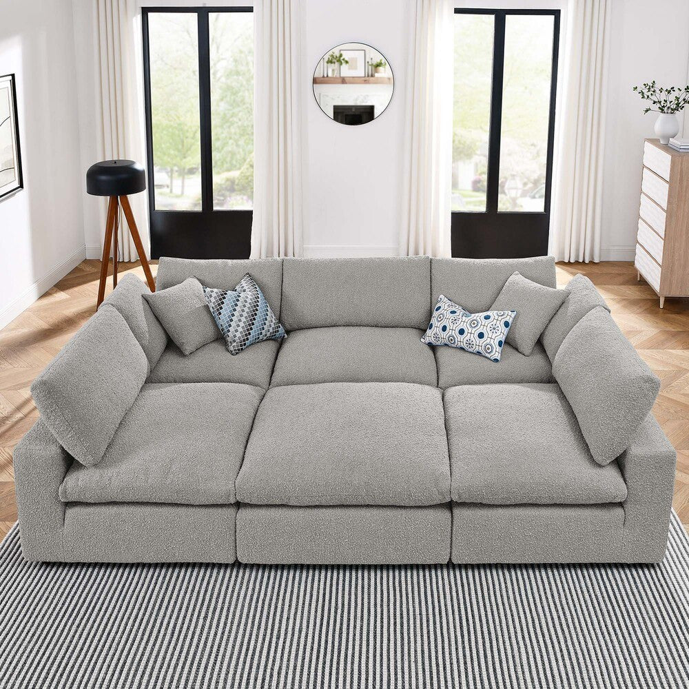 EEI-6372 Commix 6-Piece Down Filled Overstuffed Boucle Fabric Sectional Sofa by Modway