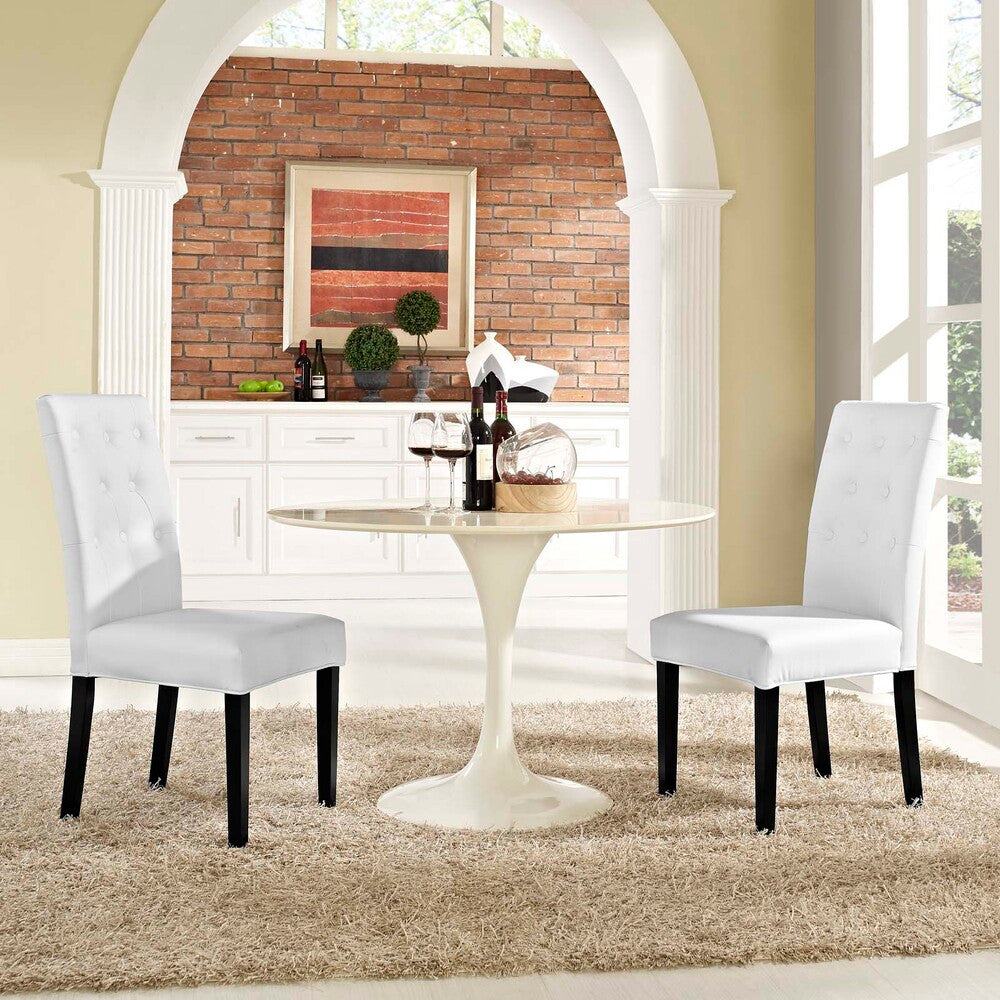 EEI-3323-WHI Confer Vinyl Dining Side Chair Set of 2 by Modway